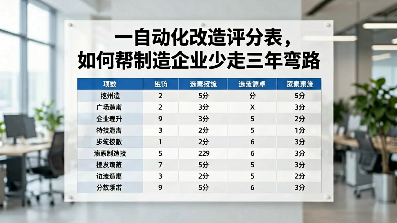 一张自动化改造评分表，如何帮制造企业少走三年弯路